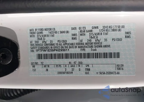 2023 Ford F-150 Xl from USA, damaged, VIN 1FTFW1E59PKE95011